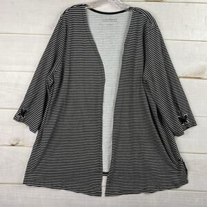 Catherines Suprema Cardigan Sz 1X Lightweight Black Stripe Stretch Open Topper